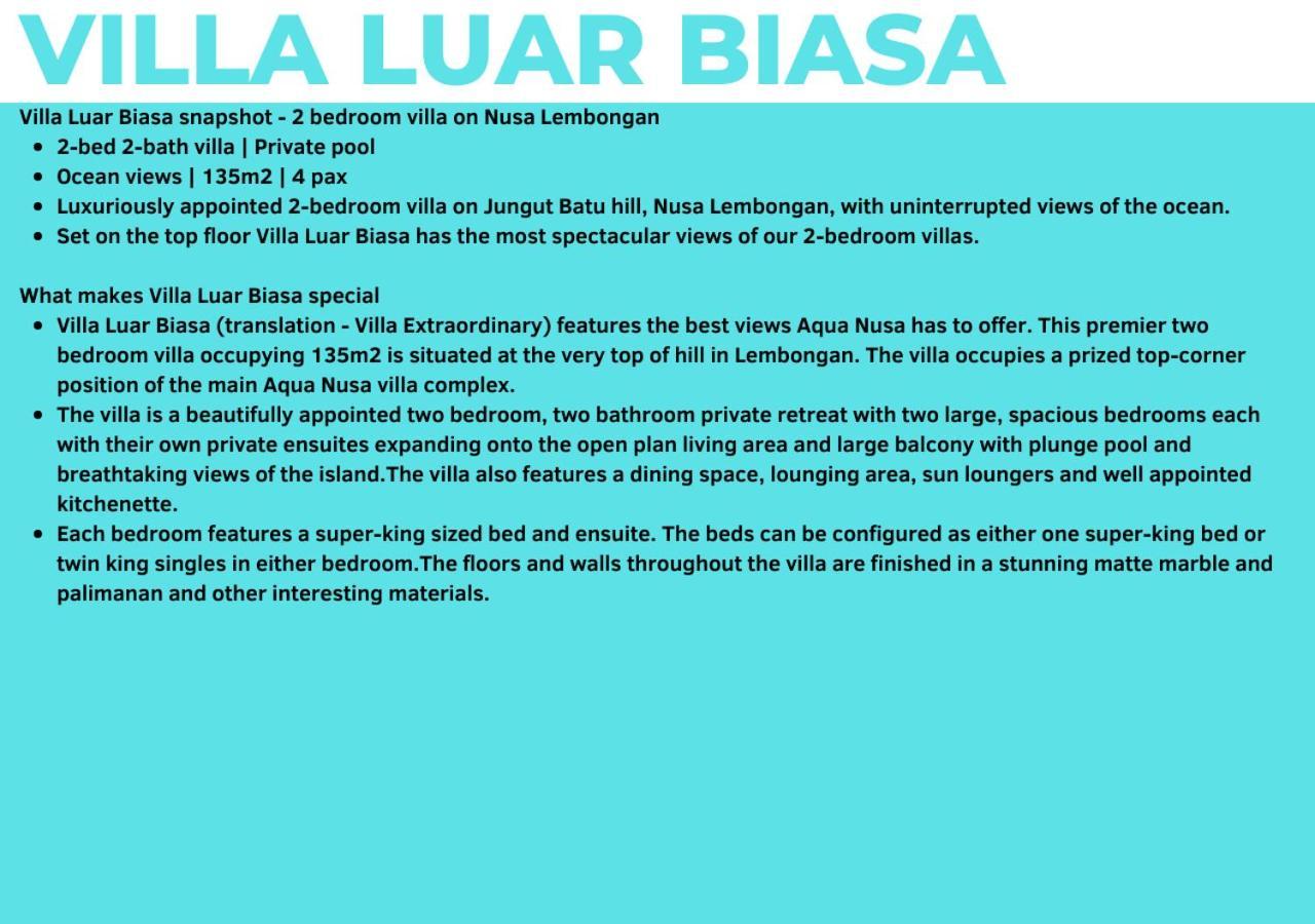 Aqua Nusa - Luxury Lembongan Villas Bagian luar foto